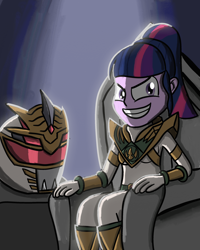 Size: 2400x3000 | Tagged: safe, artist:saburodaimando, sci-twi, twilight sparkle, equestria girls, lady drakkon, lord drakkon, power rangers, shattered grid, throne