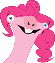 Size: 1748x1990 | Tagged: safe, artist:stjonal, pinkie pie, barely pony related, cursed image, good luck sleeping tonight, ice age, kill it with fire, looking at you, nightmare fuel, sid the sloth, simple background, solo, staring into your soul, the fourth wall cannot save you, transparent background, vector