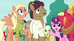 Size: 1920x1080 | Tagged: safe, screencap, big macintosh, granny smith, mane allgood, snap shutter, sugar belle, twist, pony, the last crusade