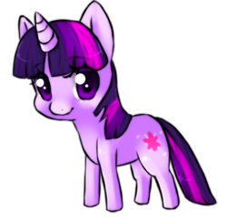 Size: 385x371 | Tagged: safe, artist:ninetail-fox, twilight sparkle, unicorn twilight, pony, unicorn, chibi, cute, cutie mark, eye clipping through hair, female, looking at you, mare, simple background, smiling, solo, transparent background, twiabetes