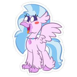 Size: 1500x1500 | Tagged: safe, artist:amethystcutey, derpibooru import, part of a set, silverstream, classical hippogriff, hippogriff, chibi, cute, diastreamies, female, open mouth, simple background, smiling, solo, transparent background