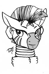 Size: 1000x1500 | Tagged: safe, artist:tillie-tmb, zecora, zebra, bust, monochrome, portrait, solo