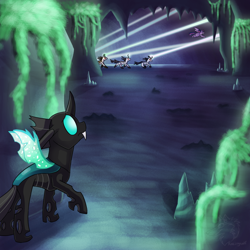 Size: 1000x1000 | Tagged: safe, artist:racingwolf, thorax, twilight sparkle, unicorn, fanfic:beneath the surface, cave