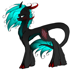 Size: 1400x1400 | Tagged: safe, artist:neon line, derpibooru import, oc, oc only, oc:neon line, demon, pony, unicorn, cutie mark, horn, looking at you, simple background, solo, tail, transparent background