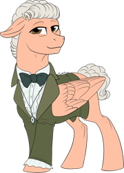 Size: 838x1166 | Tagged: safe, artist:mythpony, oc, pegasus, pony, blazer, bowtie, clothes, cosplay, costume, male, monocle, shirt, simple background, solo, stallion, third doctor, transparent background, velvet, velvet blazer