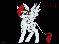 Size: 1600x1200 | Tagged: safe, artist:crazysurprise, oc, oc:ambre, pegasus, pony, black background, female, mare, simple background, solo