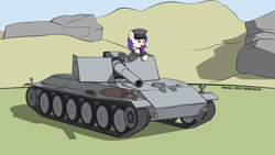 Size: 6400x3600 | Tagged: safe, artist:news_2333, oc, oc only, oc:sunset cloudy, bat pony, pony, cap, clothes, female, germany, hat, mare, rhm.-b.wt, tank (vehicle), tank destroyer, uniform, weapon, world of tanks