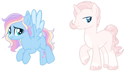 Size: 1280x729 | Tagged: safe, artist:lightwolfheart, oc, oc only, pegasus, pony, unicorn, female, magical lesbian spawn, male, mare, offspring, parent:fancypants, parent:fleur-de-lis, parent:fluttershy, parent:rainbow dash, parents:fancyfleur, parents:flutterdash, simple background, stallion, transparent background