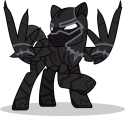 Size: 1280x1186 | Tagged: safe, artist:mlp-trailgrazer, oc, oc:speedy tempo, pegasus, pony, black panther, clothes, cosplay, costume, male, simple background, solo, stallion, transparent background