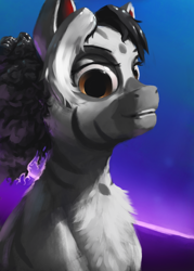 Size: 1000x1400 | Tagged: safe, artist:eqlipse, oc, oc only, zebra, bust, female, mare, painterly, portrait, zebra oc