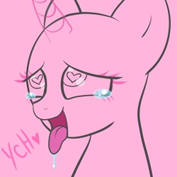 Size: 1026x1026 | Tagged: safe, artist:cherrydayz, oc, oc only, pony, unicorn, ahegao, bust, commission, crying, drool, eyes rolling back, heart eyes, horn, open mouth, solo, tongue out, unicorn oc, wingding eyes, your character here