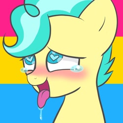 Size: 1080x1080 | Tagged: safe, artist:cherrydayz, oc, oc only, pony, unicorn, ahegao, blushing, bust, crying, drool, eyes rolling back, heart eyes, horn, open mouth, solo, tears of pleasure, tongue out, unicorn oc, wingding eyes, ych result