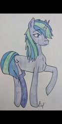 Size: 540x1080 | Tagged: artist needed, safe, oc, oc only, oc:xenotic programming, pony, unicorn, drawing, solo, traditional art