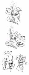 Size: 1616x4152 | Tagged: safe, artist:the-blackeye, earth pony, pony, unicorn, amputee, childish, comic, crossover, curved horn, female, horn, junkrat, magic, male, mare, mei, missing limb, overwatch, prank, prosthetic limb, prosthetics, scar, sketch, stallion, stump