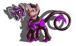 Size: 2800x1700 | Tagged: safe, artist:elmutanto, oc, oc only, oc:blacktorch, pony, unicorn, fallout equestria, fanfic:fallout equestria: broken oaths, armor, male, stallion, terminator