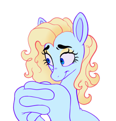 Size: 790x827 | Tagged: safe, artist:littmosa, oc, oc:sky sparkle, pegasus, pony, bust, eyeshadow, female, makeup, portrait, simple background, smiling, transparent background, wing hands, wings