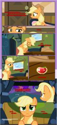 Size: 1919x4225 | Tagged: safe, artist:estories, derpibooru import, applejack, earth pony, pony, comic:a(pple)ffection, comic, jewelry, sad, solo