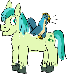 Size: 546x593 | Tagged: safe, artist:horsesplease, gallus, sandbar, bird, earth pony, pony, rooster, crowing, gallbar, gallus the rooster, gay, interspecies, male, shipping