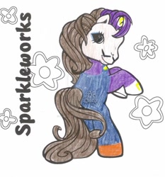 Size: 600x645 | Tagged: safe, artist:bandietineendoos, pony, g3, ponified, solo, super mario bros., traditional art, waluigi