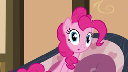 Size: 853x480 | Tagged: safe, screencap, pinkie pie, pony, pinkie apple pie, :o, faic, looking at you, open mouth