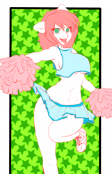 Size: 700x1085 | Tagged: safe, artist:littlebird, anthro, pony, armpits, cheerleader, commission, open, pom pom, sale, solo, tongue out