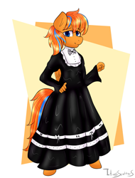 Size: 1883x2472 | Tagged: safe, artist:itwasscatters, oc, oc:cold front, anthro, pegasus, clothes, commission, crossdressing, dress, latex, maid, male, stallion