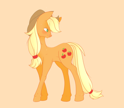 Size: 2300x2000 | Tagged: safe, artist:bethybot, derpibooru import, applejack, earth pony, pony, cute, ear fluff, female, heart eyes, jackabetes, mare, orange background, profile, simple background, solo, wingding eyes