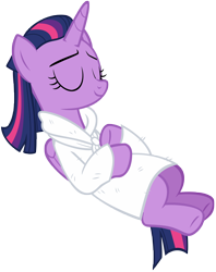 Size: 5671x7156 | Tagged: safe, artist:andoanimalia, derpibooru import, twilight sparkle, twilight sparkle (alicorn), alicorn, pony, rarity's biggest fan, absurd resolution, alternate hairstyle, eyes closed, female, mare, solo, spa robe, underhoof, vector