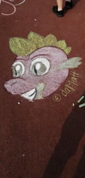 Size: 979x2048 | Tagged: safe, artist:mattjaegle, spike, dragon, chalk, chalk drawing, czequestria, solo, traditional art