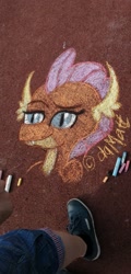 Size: 979x2048 | Tagged: safe, artist:mattjaegle, smolder, chalk, chalk drawing, czequestria, solo, traditional art