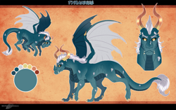 Size: 1539x965 | Tagged: safe, artist:bijutsuyoukai, oc, oc:tyrannus, hybrid, pony, magical gay spawn, offspring, parent:dragon lord torch, parent:lord tirek, reference sheet, solo