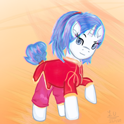 Size: 768x768 | Tagged: safe, artist:legionsunite, oc, oc:magenta pulse, unicorn, alternate hairstyle, chinese new year, clothes, simple background, solo