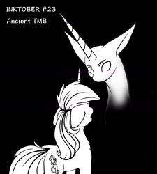 Size: 1278x1423 | Tagged: safe, artist:tillie-tmb, oc, oc:tempest, ghost, pony, unicorn, female, inktober, inktober 2019, mare, monochrome, solo