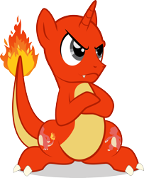 Size: 1968x2422 | Tagged: safe, artist:benybing, dracony, hybrid, pony, charmeleon, crossover, pokémon, ponified, simple background, solo, transparent background