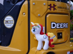 Size: 2048x1536 | Tagged: safe, oc, oc:miss libussa, unicorn, autograph, excavator, irl, m.a. larson, photo, united states