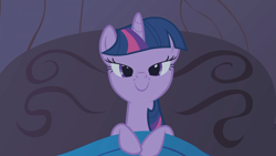 Size: 1920x1080 | Tagged: safe, screencap, twilight sparkle, pony, winter wrap up, bed, solo