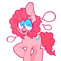 Size: 900x900 | Tagged: safe, artist:onionpwder, pinkie pie, earth pony, pony, cute, diapinkes, female, mare, open mouth, raised hoof, simple background, solo, transparent background