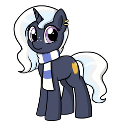 Size: 1500x1500 | Tagged: safe, artist:one4pony, oc, oc only, pony, unicorn, 2020 community collab, clothes, derpibooru community collaboration, ear piercing, earring, female, freckles, jewelry, piercing, scarf, simple background, solo, transparent background