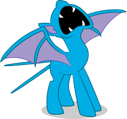 Size: 6309x5893 | Tagged: safe, artist:benybing, bat pony, pony, crossover, eeee, open mouth, pokémon, ponified, simple background, solo, spread wings, transparent background, wings, zubat