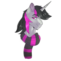 Size: 1600x1600 | Tagged: safe, artist:hazelthedevil, oc, oc only, unicorn, clothes, scarf, simple background, solo, transparent background