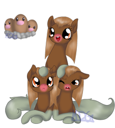 Size: 924x1020 | Tagged: safe, artist:mondlichtkatze, pony, dugtrio, pokémon, ponified, simple background, solo, transparent background