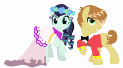 Size: 773x431 | Tagged: safe, artist:unicornsmile, coloratura, feather bangs, pony, clothes, colorabangs, dress, female, male, shipping, straight, wedding dress