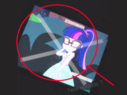 Size: 2400x1800 | Tagged: safe, sci-twi, twilight sparkle, better together, equestria girls, fake, fake leak, faker than a three dollar bill, glasses, photo, ponytail, red circle, solo