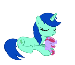 Size: 7500x6500 | Tagged: safe, artist:northernthestar, oc, oc only, oc:lilac petal, oc:mint berry, pony, unicorn, absurd resolution, baby, baby pony, female, mare, prone, simple background, transparent background