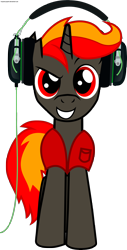 Size: 1600x3150 | Tagged: safe, oc, oc only, pony, unicorn, 2020 community collab, derpibooru community collaboration, headphones, male, simple background, solo, transparent background