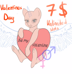 Size: 3168x3300 | Tagged: safe, artist:kristinagoose, alicorn, earth pony, pegasus, pony, unicorn, female, holiday, love, male, valentine's day, ych example, your character here