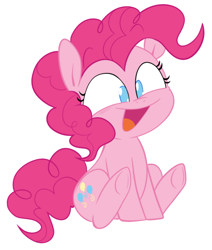 Size: 500x589 | Tagged: safe, artist:pinkiespresent, pinkie pie, earth pony, pony, cute, diapinkes, female, mare, no pupils, open mouth, simple background, sitting, solo, white background