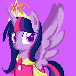 Size: 256x256 | Tagged: safe, artist:applejack-lover-fan, twilight sparkle, twilight sparkle (alicorn), alicorn, big crown thingy, clothes, coronation dress, crown, dress, element of magic, jewelry, pixel art, regalia, solo