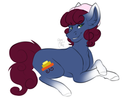 Size: 1339x1045 | Tagged: safe, artist:chips in a bag, oc, oc:caobah velvet, pony, prone, solo