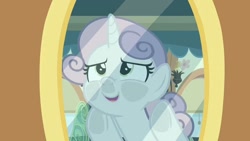 Size: 1456x824 | Tagged: safe, screencap, sweetie belle, pony, unicorn, growing up is hard to do, older, older sweetie belle, solo, squished face, train, window